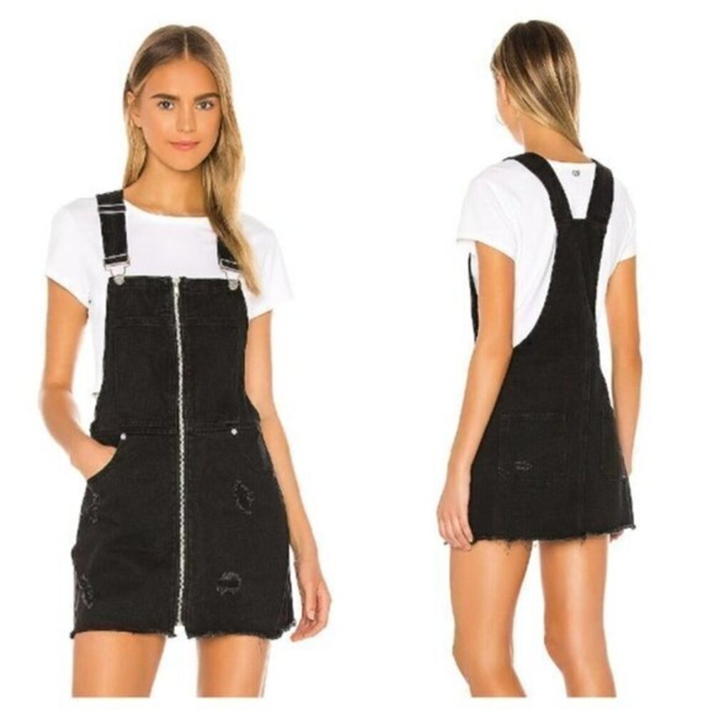 Superdown Alima Zip Front Skirtall - Black Wash